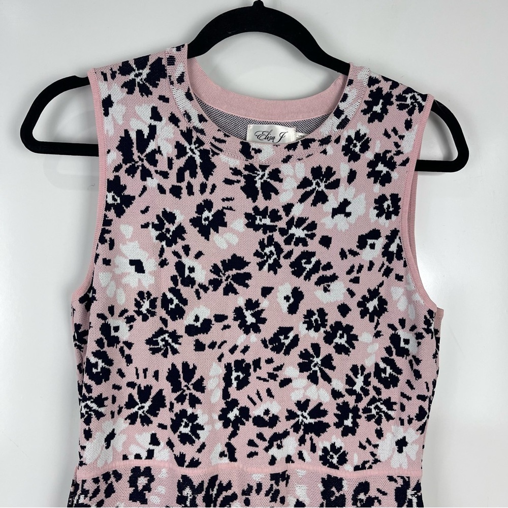Eliza J Sleeveless Floral Dress Pink Blue Fit & Flare Work Party Spring Large - Picture 4 of 9